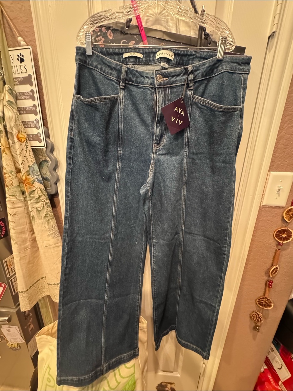 Ava & Viv Dark Blue Wide-Leg High-Rise Jeans